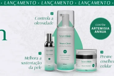 Tratamento facial completo para manchas, oleosidade e prevenção do envelhecimento da pele, com sérum, mousse de limpeza e creme hidratante com artemisia annua