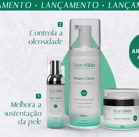 Tratamento facial completo para manchas, oleosidade e prevenção do envelhecimento da pele, com sérum, mousse de limpeza e creme hidratante com artemisia annua